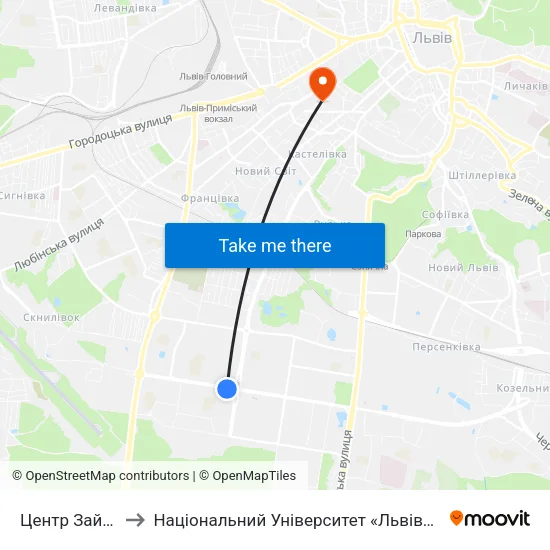 Центр Зайнятості to Національний Університет «Львівська Політехніка» map
