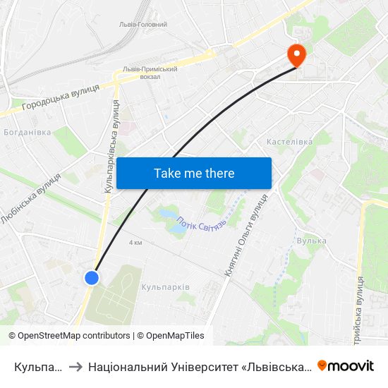 Кульпарків to Національний Університет «Львівська Політехніка» map