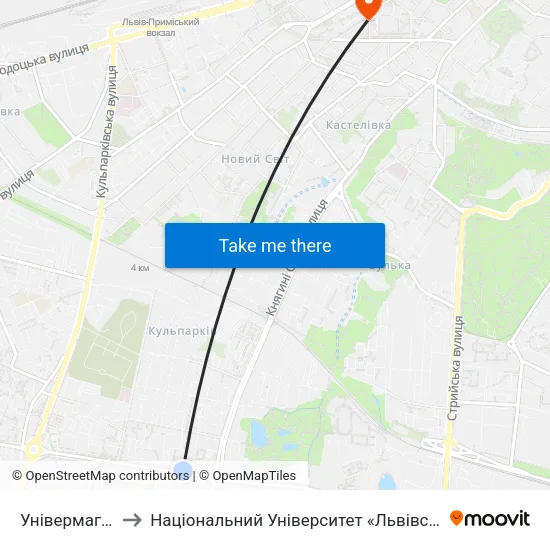 Універмаг Океан to Національний Університет «Львівська Політехніка» map