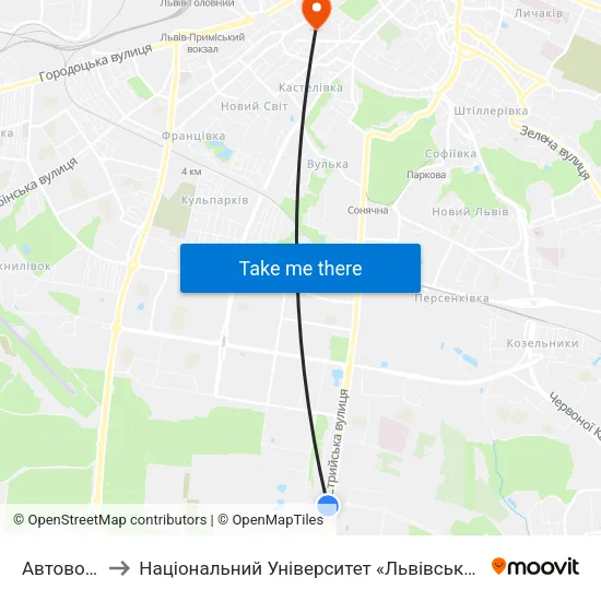 Автовокзал to Національний Університет «Львівська Політехніка» map