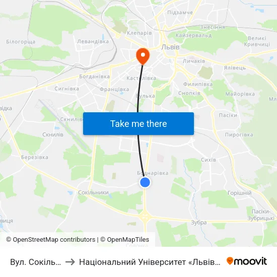 Вул. Сокільницька to Національний Університет «Львівська Політехніка» map