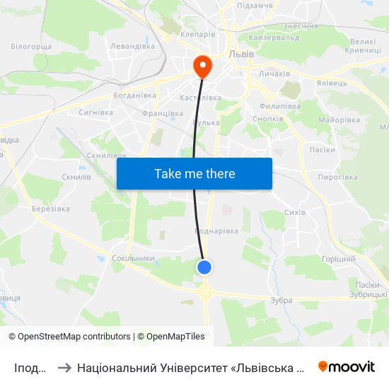 Іподром to Національний Університет «Львівська Політехніка» map