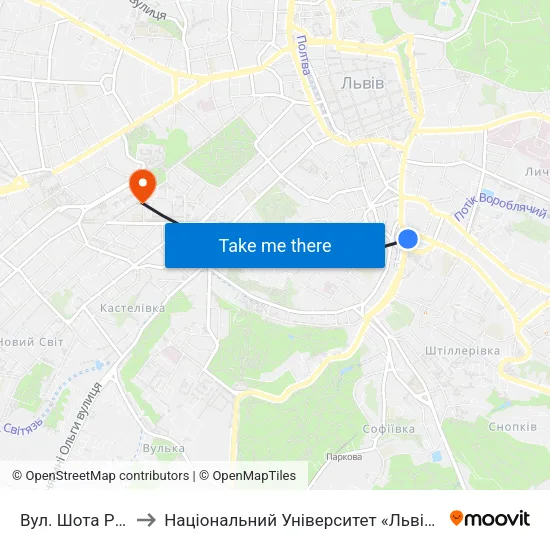 Вул. Шота Руставелі to Національний Університет «Львівська Політехніка» map