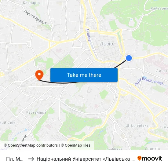 Пл. Митна to Національний Університет «Львівська Політехніка» map