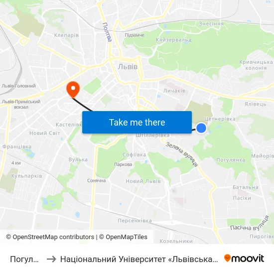 Погулянка to Національний Університет «Львівська Політехніка» map