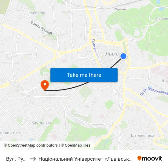 Вул. Руська to Національний Університет «Львівська Політехніка» map