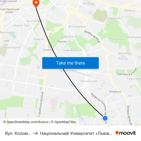 Вул. Коломийська to Національний Університет «Львівська Політехніка» map