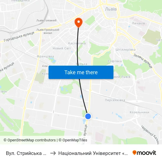 Вул. Стрийська / Вул. Наукова to Національний Університет «Львівська Політехніка» map