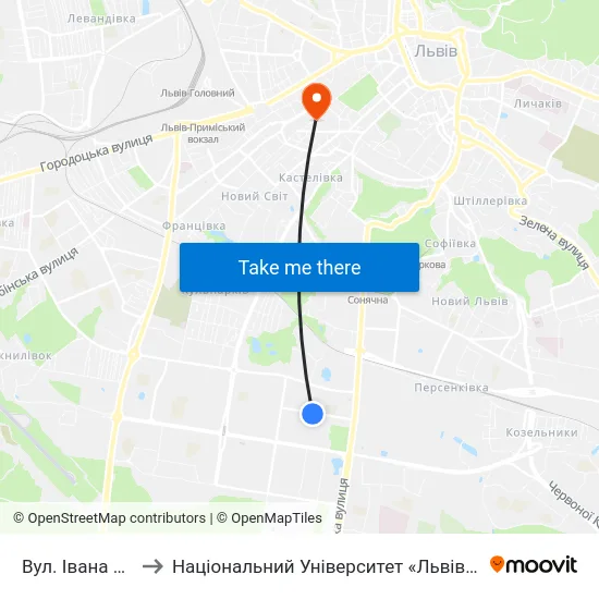 Вул. Івана Рубчака to Національний Університет «Львівська Політехніка» map