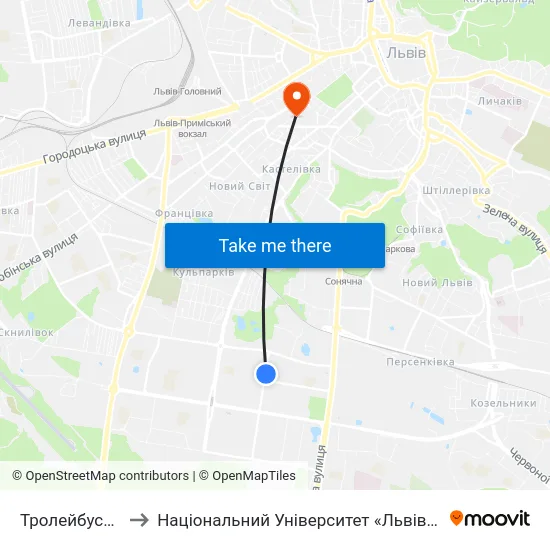 Тролейбусне Депо to Національний Університет «Львівська Політехніка» map