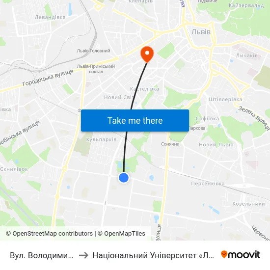 Вул. Володимира Великого to Національний Університет «Львівська Політехніка» map