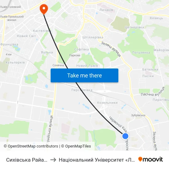 Сихівська Райадміністрація to Національний Університет «Львівська Політехніка» map