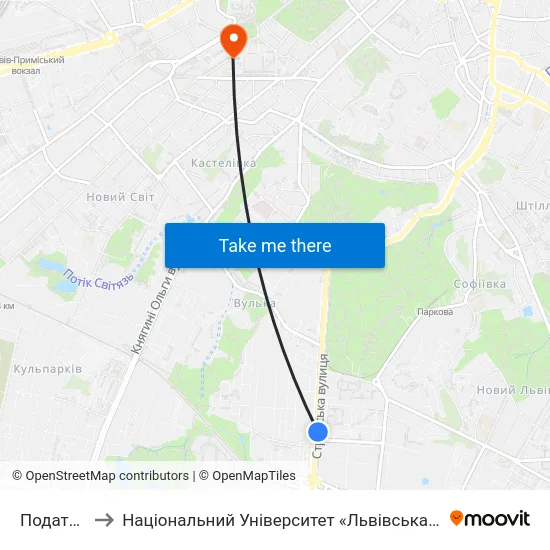Податкова to Національний Університет «Львівська Політехніка» map