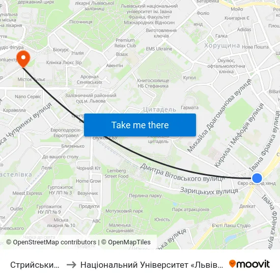 Стрийський Ринок to Національний Університет «Львівська Політехніка» map