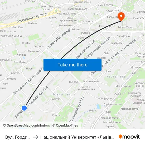 Вул. Гординських to Національний Університет «Львівська Політехніка» map