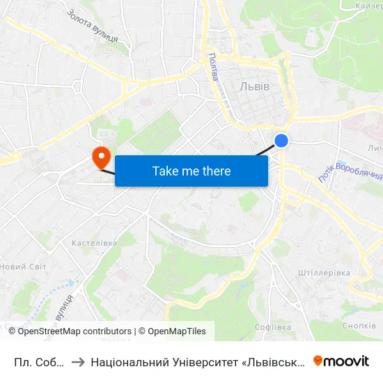 Пл. Соборна to Національний Університет «Львівська Політехніка» map