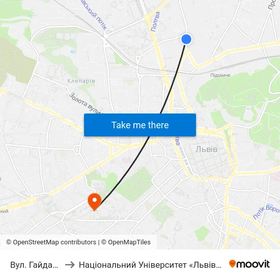 Вул. Гайдамацька to Національний Університет «Львівська Політехніка» map