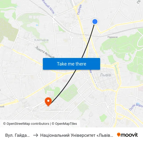 Вул. Гайдамацька to Національний Університет «Львівська Політехніка» map