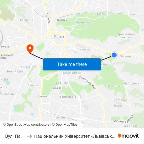 Вул. Пасічна to Національний Університет «Львівська Політехніка» map