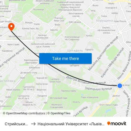 Стрийський Ринок to Національний Університет «Львівська Політехніка» map