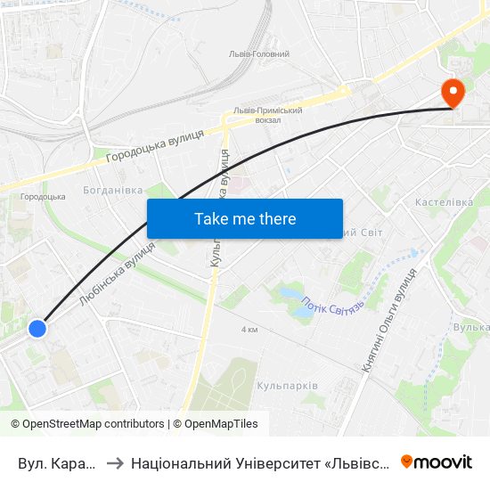 Вул. Караджича to Національний Університет «Львівська Політехніка» map