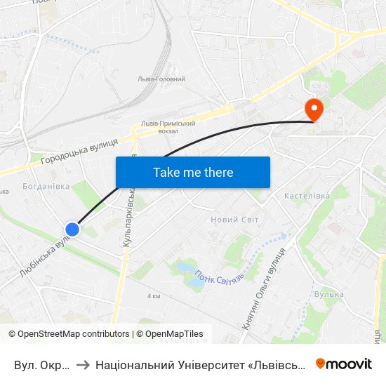 Вул. Окружна to Національний Університет «Львівська Політехніка» map