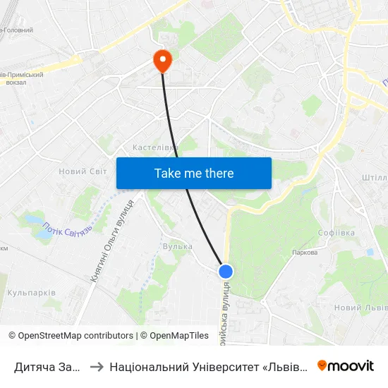 Дитяча Залізниця to Національний Університет «Львівська Політехніка» map