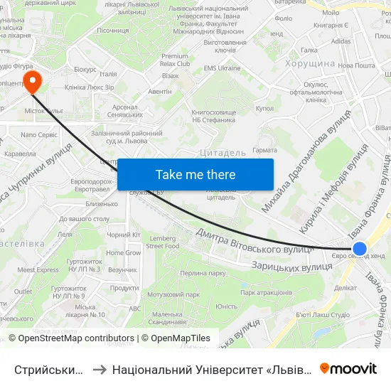 Стрийський Ринок to Національний Університет «Львівська Політехніка» map