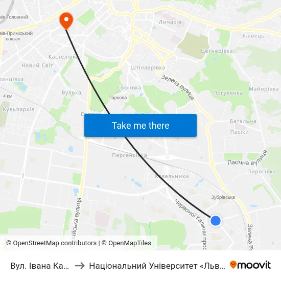 Вул. Івана Кавалерідзе to Національний Університет «Львівська Політехніка» map