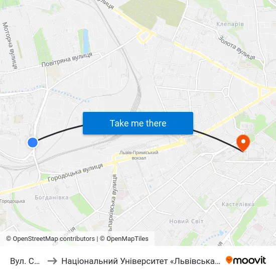 Вул. Сяйво to Національний Університет «Львівська Політехніка» map