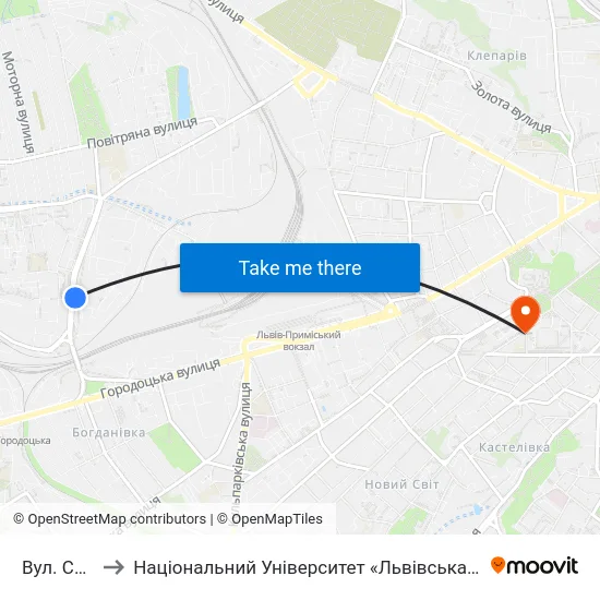 Вул. Сяйво to Національний Університет «Львівська Політехніка» map