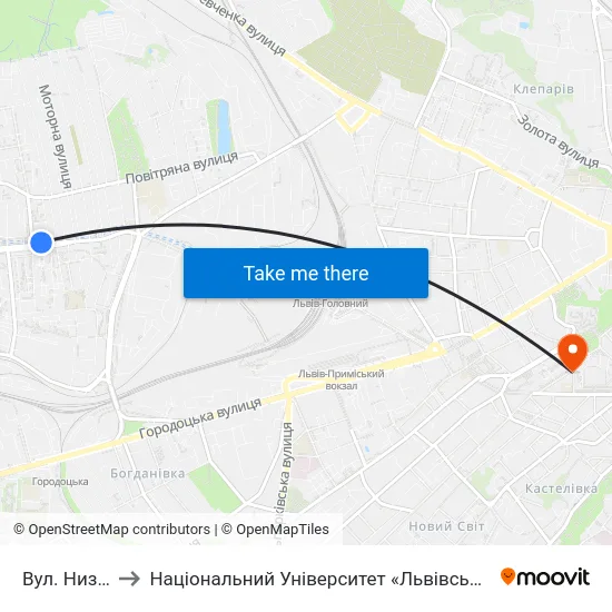 Вул. Низинна to Національний Університет «Львівська Політехніка» map