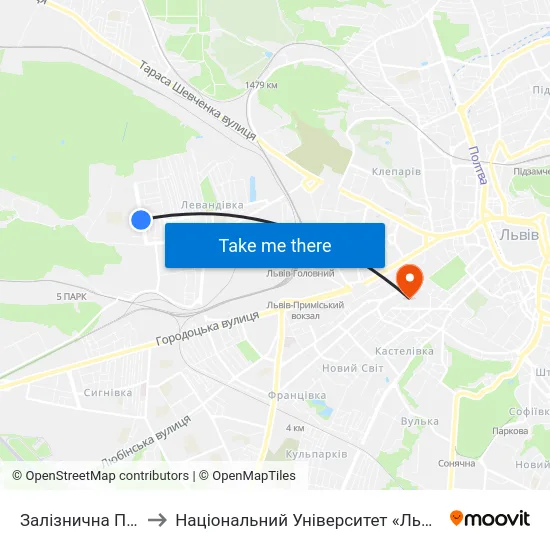 Залізнична Поліклініка to Національний Університет «Львівська Політехніка» map