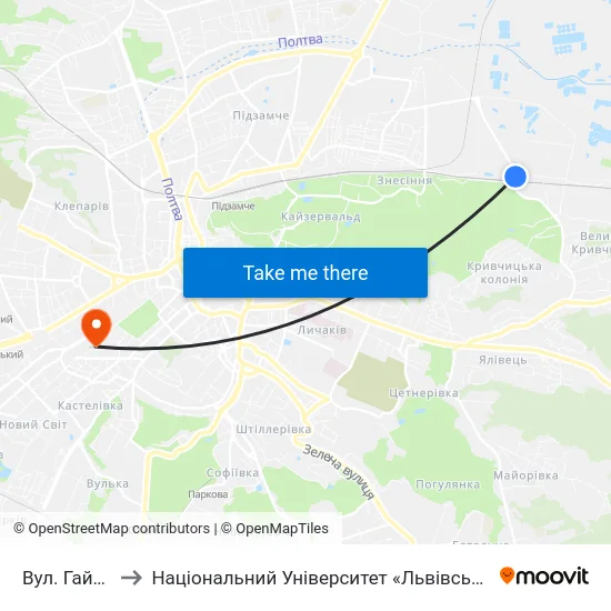 Вул. Гайдучка to Національний Університет «Львівська Політехніка» map