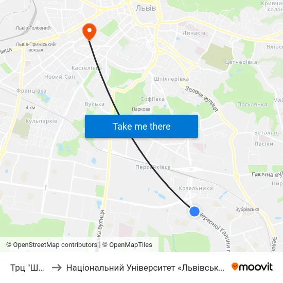 Трц "Шувар" to Національний Університет «Львівська Політехніка» map