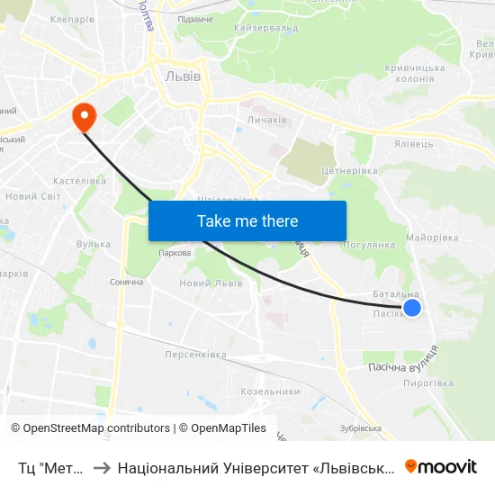 Тц "Метро-2" to Національний Університет «Львівська Політехніка» map