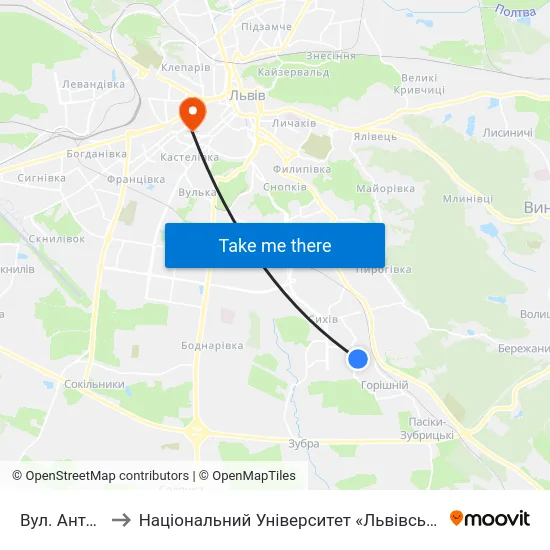 Вул. Антонича to Національний Університет «Львівська Політехніка» map