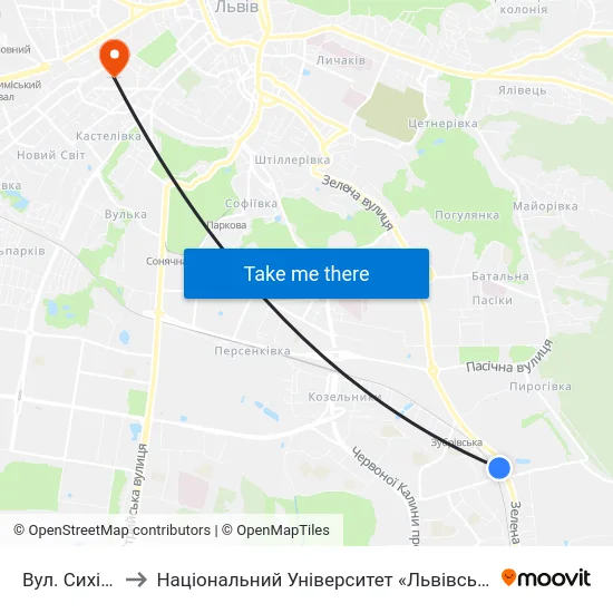 Вул. Сихівська to Національний Університет «Львівська Політехніка» map