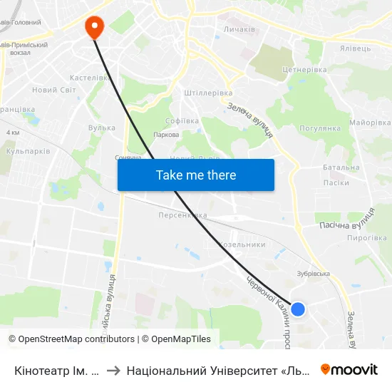 Кінотеатр Ім. Довженка to Національний Університет «Львівська Політехніка» map
