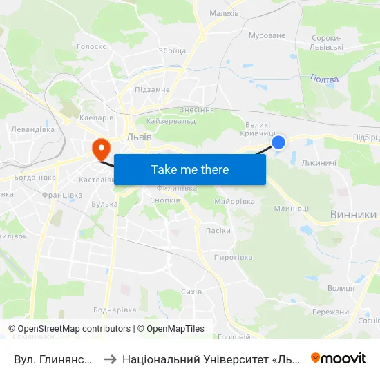 Вул. Глинянський Тракт to Національний Університет «Львівська Політехніка» map