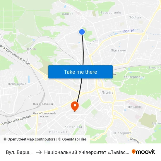 Вул. Варшавська to Національний Університет «Львівська Політехніка» map