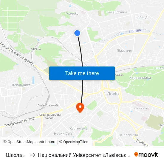 Школа №23 to Національний Університет «Львівська Політехніка» map