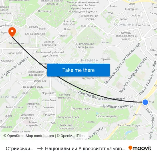 Стрийський Ринок to Національний Університет «Львівська Політехніка» map