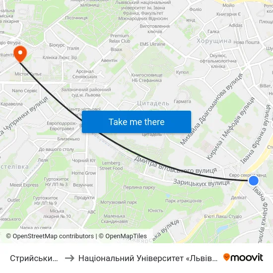 Стрийський Ринок to Національний Університет «Львівська Політехніка» map