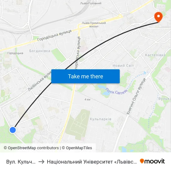 Вул. Кульчицької to Національний Університет «Львівська Політехніка» map