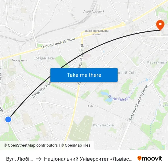 Вул. Любінська to Національний Університет «Львівська Політехніка» map