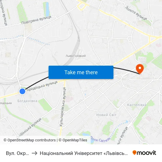 Вул. Окружна to Національний Університет «Львівська Політехніка» map