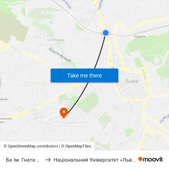 Бк Ім. Гната Хоткевича to Національний Університет «Львівська Політехніка» map