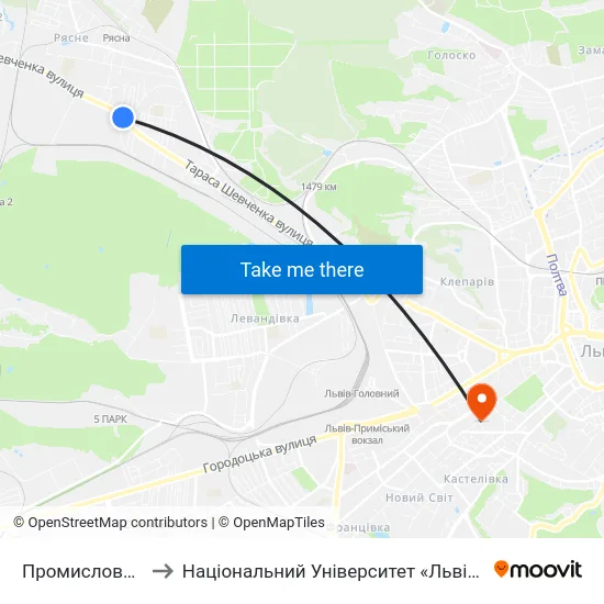 Промисловий Ринок to Національний Університет «Львівська Політехніка» map