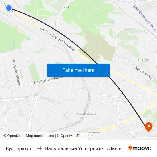 Вул. Брюховицька to Національний Університет «Львівська Політехніка» map